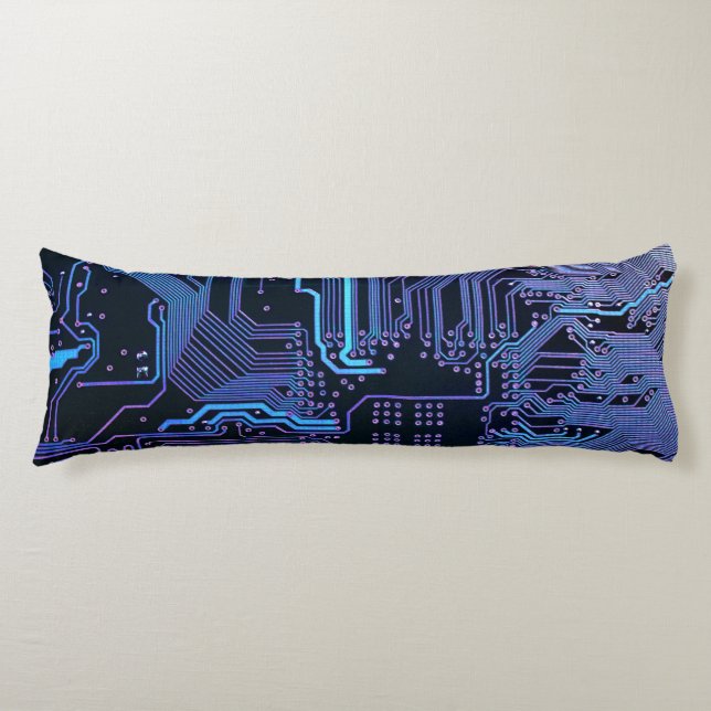 Geek Out Nerd PCB Blue Electronic Circuit Board  Body Cushion (Front)
