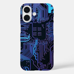 Geek Out Nerd PCB Blue Electronic Circuit Board  iPhone 16 Case