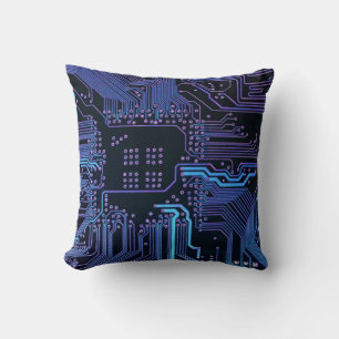 Geek Out Nerd PCB Blue Electronic Circuit Board Cushion