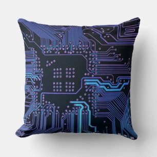 Geek Out Nerd PCB Blue Electronic Circuit Board  Cushion
