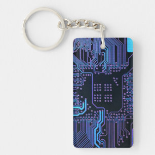 Geek Out Nerd PCB Blue Electronic Circuit Board Key Ring
