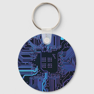 Geek Out Nerd PCB Blue Electronic Circuit Board Key Ring