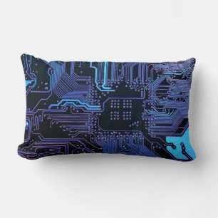 Geek Out Nerd PCB Blue Electronic Circuit Board Lumbar Cushion