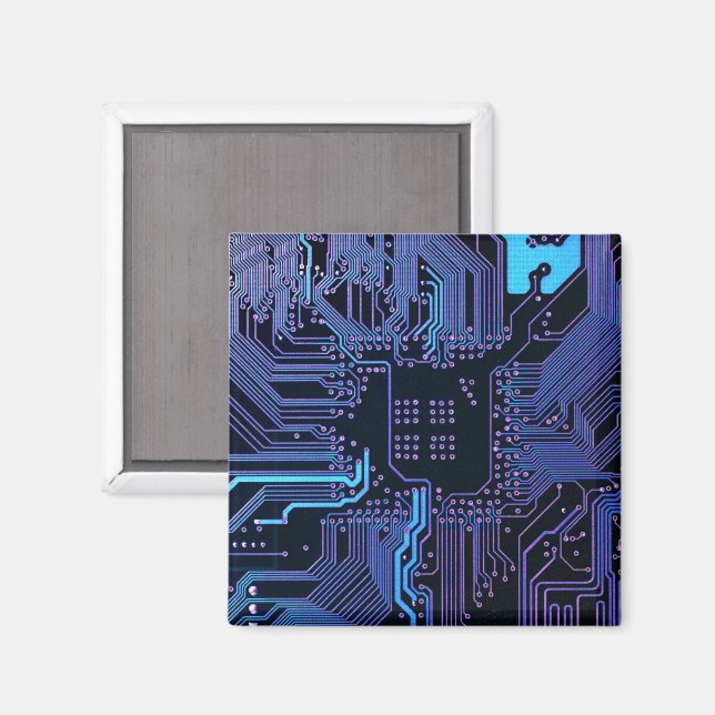 Geek Out Nerd PCB Blue Electronic Circuit Board  Magnet (Front/Back)