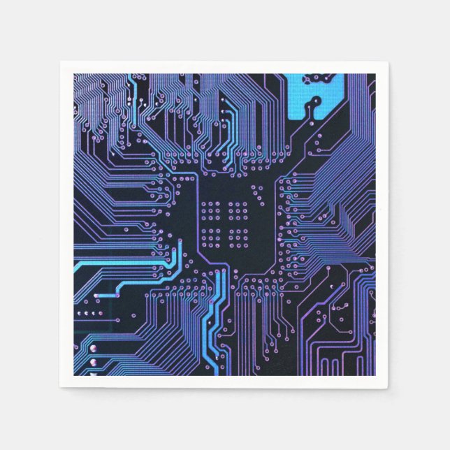 Geek Out Nerd PCB Blue Electronic Circuit Board  Napkin (Front)
