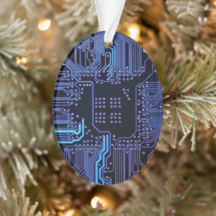 Geek Out Nerd PCB Blue Electronic Circuit Board  Ornament