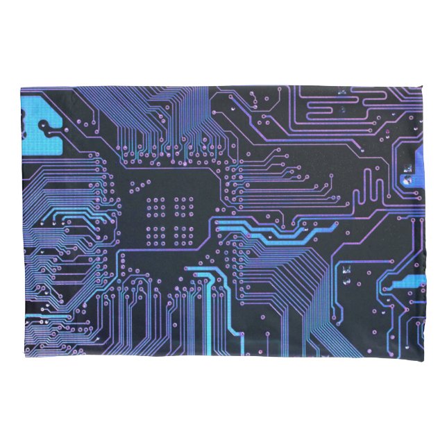 Geek Out Nerd PCB Blue Electronic Circuit Board  Pillowcase (Front)