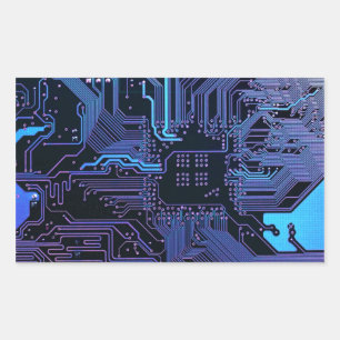 Geek Out Nerd PCB Blue Electronic Circuit Board  Rectangular Sticker