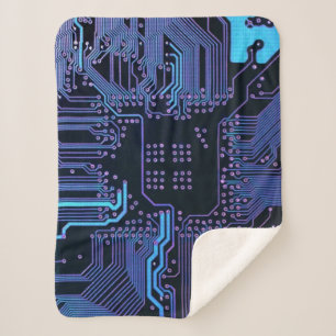 Geek Out Nerd PCB Blue Electronic Circuit Board Sherpa Blanket