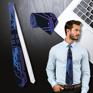 Geek Out Nerd PCB Blue Electronic Circuit Board  Tie