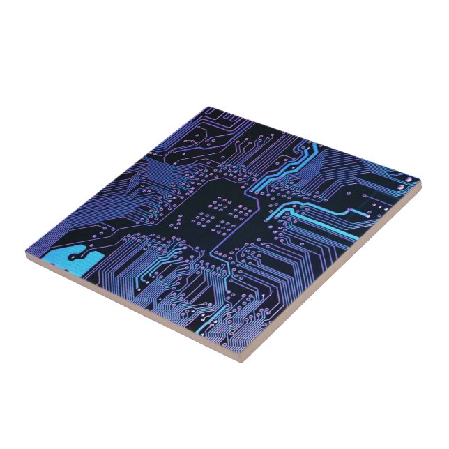 Geek Out Nerd PCB Blue Electronic Circuit Board  Tile (Side)