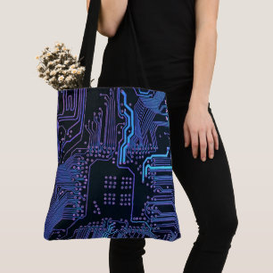Geek Out Nerd PCB Blue Electronic Circuit Board Tote Bag