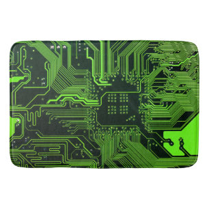 Geek Out Nerd PCB Green Electronic Circuit Board Bath Mat