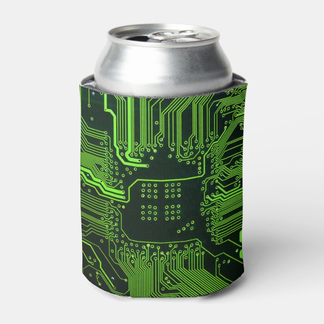 Geek Out Nerd PCB Green Electronic Circuit Board  Can Cooler (Can Front)
