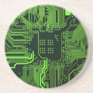Geek Out Nerd PCB Green Electronic Circuit Board  Coaster