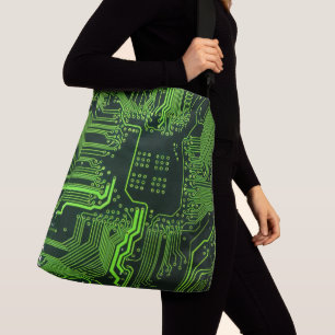 Geek Out Nerd PCB Green Electronic Circuit Board  Crossbody Bag