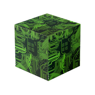 Geek Out Nerd PCB Green Electronic Circuit Board  Cube