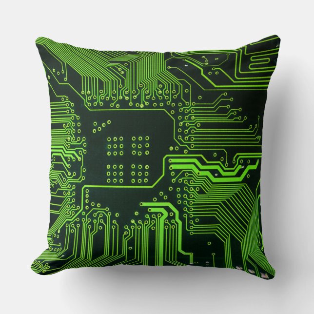 Geek Out Nerd PCB Green Electronic Circuit Board  Cushion (Front)