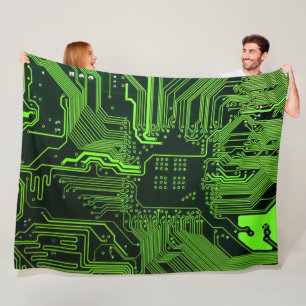 Geek Out Nerd PCB Green Electronic Circuit Board Fleece Blanket