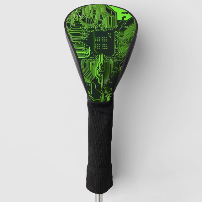 Geek Out Nerd PCB Green Electronic Circuit Board  Golf Head Cover (Front)
