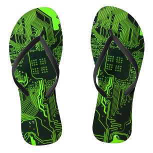 Geek Out Nerd PCB Green Electronic Circuit Board  Jandals