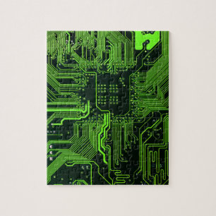 Geek Out Nerd PCB Green Electronic Circuit Board Jigsaw Puzzle