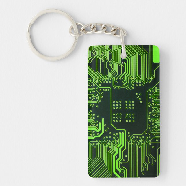 Geek Out Nerd PCB Green Electronic Circuit Board  Key Ring (Front)