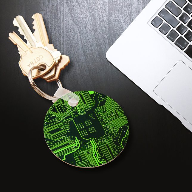 Geek Out Nerd PCB Green Electronic Circuit Board  Key Ring (Creator Uploaded)