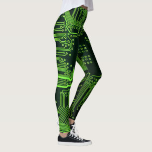 Geek Out Nerd PCB Green Electronic Circuit Board  Leggings