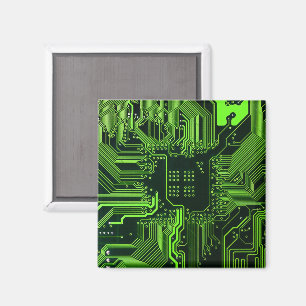 Geek Out Nerd PCB Green Electronic Circuit Board  Magnet