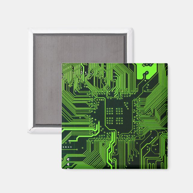 Geek Out Nerd PCB Green Electronic Circuit Board  Magnet (Front/Back)