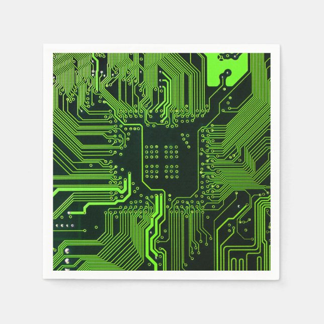 Geek Out Nerd PCB Green Electronic Circuit Board  Napkin (Front)