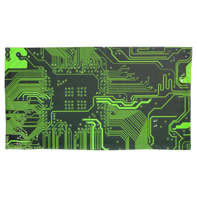 Geek Out Nerd PCB Green Electronic Circuit Board  Pillowcase (Front-Left)