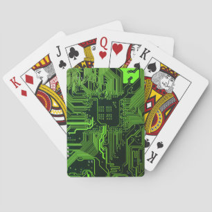 Geek Out Nerd PCB Green Electronic Circuit Board  Playing Cards