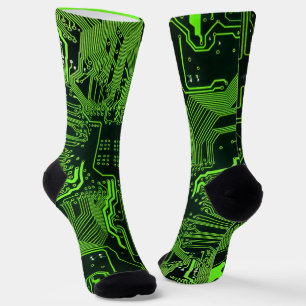Geek Out Nerd PCB Green Electronic Circuit Board  Socks