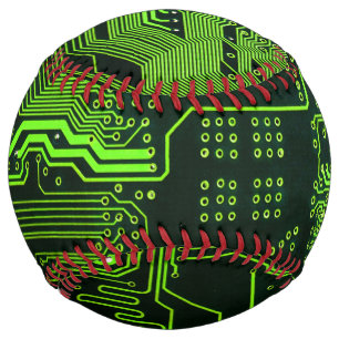 Geek Out Nerd PCB Green Electronic Circuit Board Softball