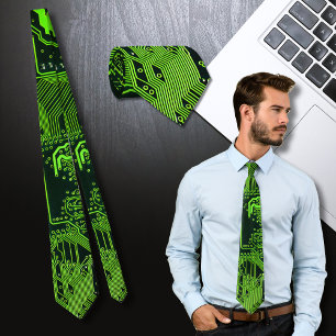 Geek Out Nerd PCB Green Electronic Circuit Board  Tie