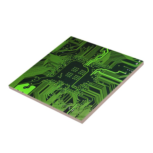 Geek Out Nerd PCB Green Electronic Circuit Board  Tile (Side)