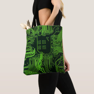Geek Out Nerd PCB Green Electronic Circuit Board Tote Bag