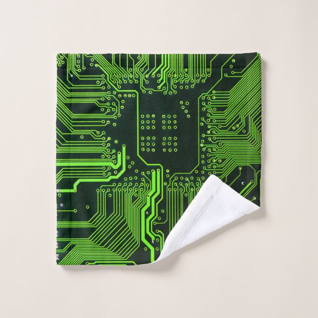 Geek Out Nerd PCB Green Electronic Circuit Board  Wash Cloth (Wash Cloth)