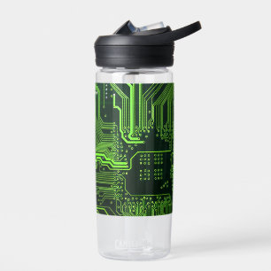 Geek Out Nerd PCB Green Electronic Circuit Board Water Bottle