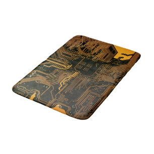 Geek Out Nerd PCB Orange Electronic Circuit Board Bath Mat