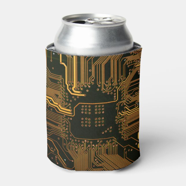 Geek Out Nerd PCB Orange Electronic Circuit Board  Can Cooler (Can Front)