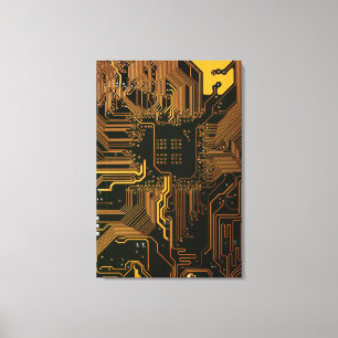 Geek Out Nerd PCB Orange Electronic Circuit Board Canvas Print