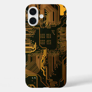 Geek Out Nerd PCB Orange Electronic Circuit Board iPhone 16 Plus Case