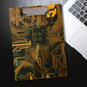 Geek Out Nerd PCB Orange Electronic Circuit Board  Clipboard