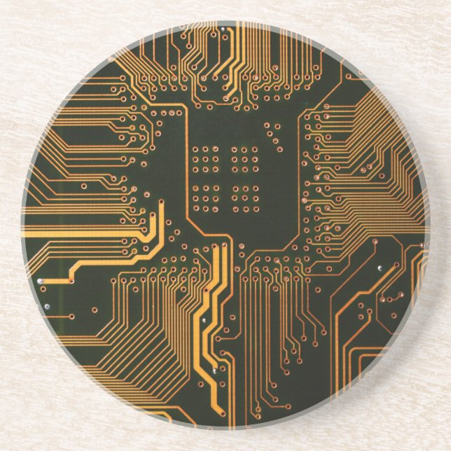 Geek Out Nerd PCB Orange Electronic Circuit Board  Coaster (Front)
