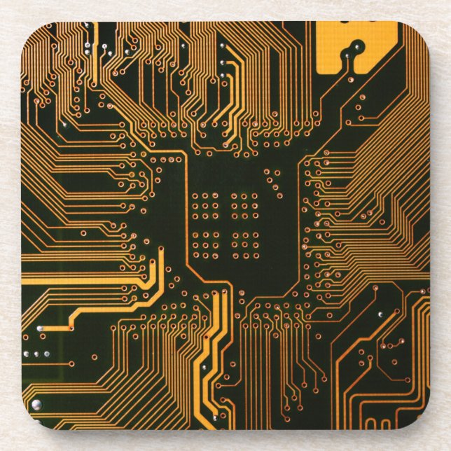 Geek Out Nerd PCB Orange Electronic Circuit Board  Coaster (Front)
