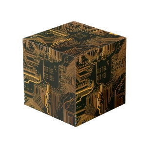 Geek Out Nerd PCB Orange Electronic Circuit Board  Cube