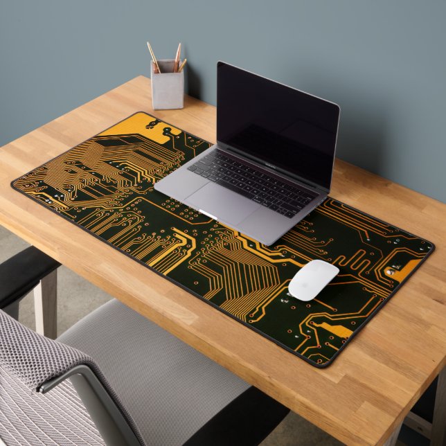 Geek Out Nerd PCB Orange Electronic Circuit Board  Desk Mat (Office 2)